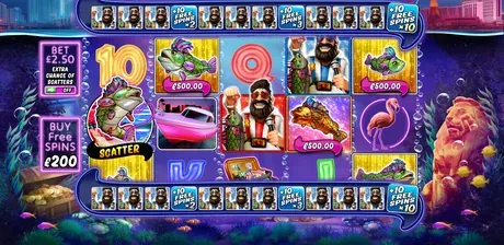 Big Bass Vegas Double Down Deluxe Slot machine con simboli di pesci, barca e pescatore